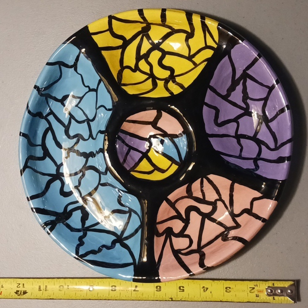 Appetizer Serving Tray Vintage Ceramic Pottery Hand Crafted Art #eshopchicago - Picture 3 of 5